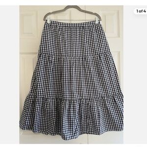 Abercrombie & Fitch Blue White Gingham Tiered Midi Skirt Size Medium